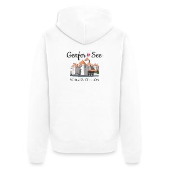 Genfersee Schloss Chillon, Schweiz Handzeichnung - Unisex Premium Bio Zip Hoodie - Weiß - Hinten - Thijin (182cm)