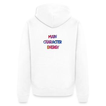 Main Character Energy - Unisex Premium Bio Zip Hoodie - Weiß - Hinten - Thijin (182cm)
