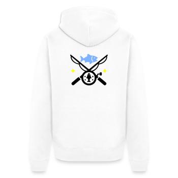 Fishing & Fishing | Petri Heil Hobby Logo - Unisex Premium Organic Zip Hoodie - white - Back - Thijin (182cm)