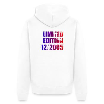 20e anniversaire Edition limitée 12/2005 - Veste à capuche bio Premium Unisexe - blanc - Dos - Thijin (182cm)