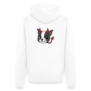 Boston – Teufel - Unisex Premium Bio Zip Hoodie - Weiß - Hinten - Thijin (182cm)