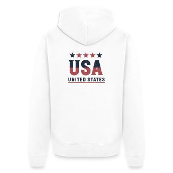 USA Flag Vintage Distressed Look - Unisex Premium Organic Zip Hoodie - white - Back - Thijin (182cm)