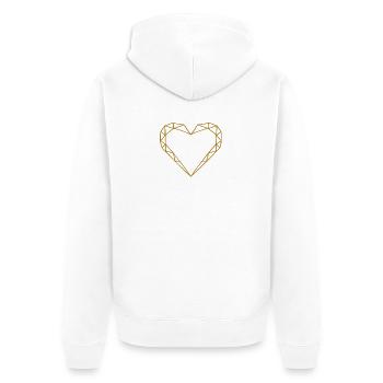 Polygon Herz Edel Handgemalt Goldherz - Unisex Premium Bio Zip Hoodie - Weiß - Hinten - Thijin (182cm)