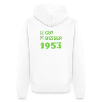 Besser 1953 - Unisex Premium Bio Zip Hoodie - Weiß - Hinten - Thijin (182cm)