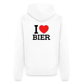 I love Bier (Farben änderbar) - Unisex Premium Bio Zip Hoodie - Weiß - Hinten - Thijin (182cm)