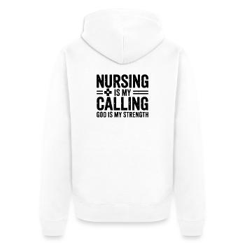 Nursing Is My Calling God Is My Strength Care - Unisex Premium Organic Zip Hoodie - white - Back - Thijin (182cm)