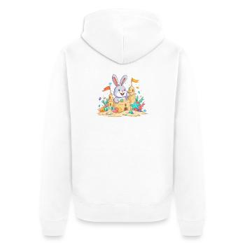 Sommerhäschen am Sandkasten - Unisex Premium Bio Zip Hoodie - Weiß - Hinten - Thijin (182cm)