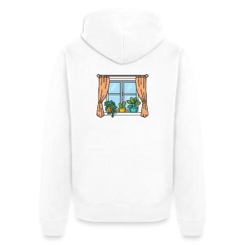 Window view with indoor plants - Unisex Premium Organic Zip Hoodie - white - Back - Thijin (182cm)