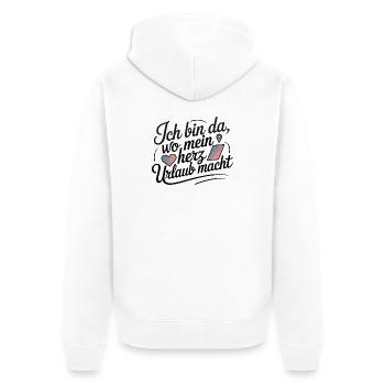 Je suis là où mon cœur part en vacances en disant pour - Veste à capuche bio Premium Unisexe - blanc - Dos - Thijin (182cm)