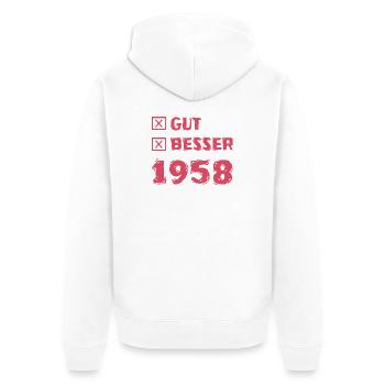 1958 - Unisex Premium Organic Zip Hoodie - white - Back - Thijin (182cm)
