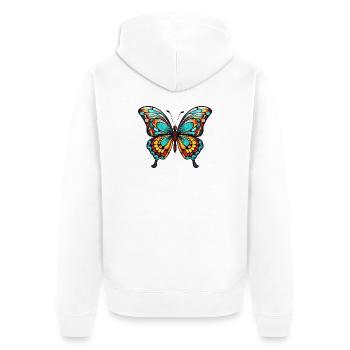 Bunter Schmetterling - Unisex Premium Bio Zip Hoodie - Weiß - Hinten - Thijin (182cm)