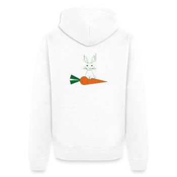 Grünes Kaninchen-Linienbild mit Karotte - Unisex Premium Bio Zip Hoodie - Weiß - Hinten - Thijin (182cm)