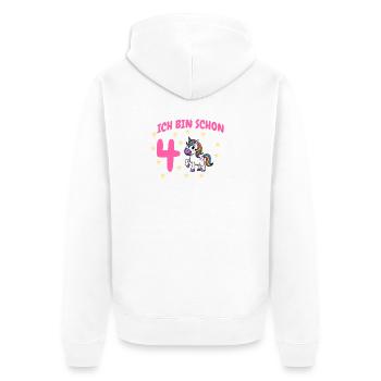 Ich bin Schon Vier Unicorn Geburtstag - Unisex Premium Bio Zip Hoodie - Weiß - Hinten - Thijin (182cm)