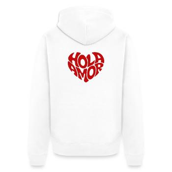 Hola Amor Retro Red Heart Love - Unisex Premium Organic Zip Hoodie - white - Back - Thijin (182cm)