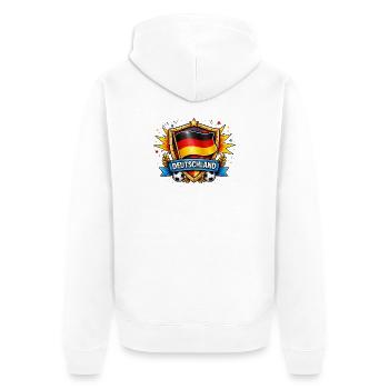 Deutschland Shield Fußball Design - Unisex Premium Bio Zip Hoodie - Weiß - Hinten - Thijin (182cm)