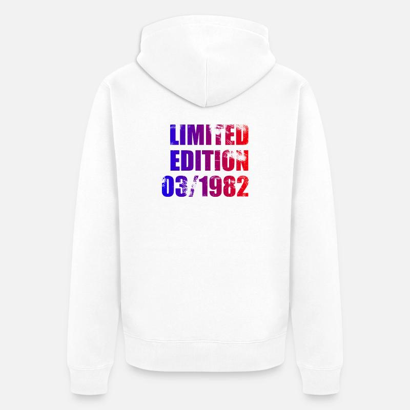 44e anniversaire Édition Limitée 03/1982 - Veste à capuche bio Premium Unisexe - blanc