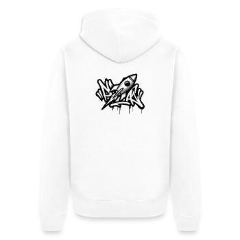 Fusée graffiti en noir et blanc - Veste à capuche bio Premium Unisexe - blanc - Dos - Thijin (182cm)