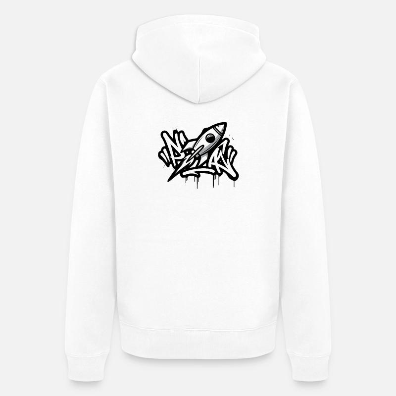 Fusée graffiti en noir et blanc - Veste à capuche bio Premium Unisexe - blanc