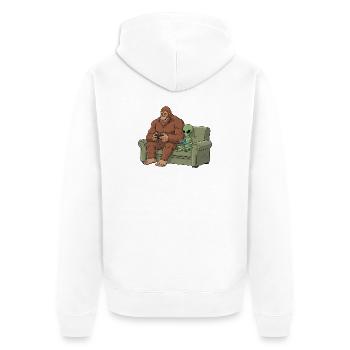 Bigfoot Alien Spielt Videospiel Gaming Sasquatch - Unisex Premium Bio Zip Hoodie - Weiß - Hinten - Thijin (182cm)