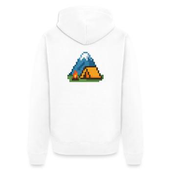 Feu de camp Pixel à la tente de montagne - Veste à capuche bio Premium Unisexe - blanc - Dos - Thijin (182cm)
