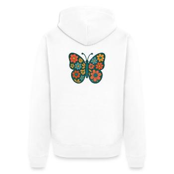 Blumenbunt-Schmetterling - Unisex Premium Bio Zip Hoodie - Weiß - Hinten - Thijin (182cm)