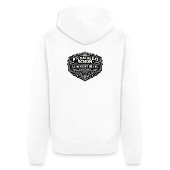 Ich mache das schon, aber nicht heute - Unisex Premium Bio Zip Hoodie - Weiß - Hinten - Thijin (182cm)