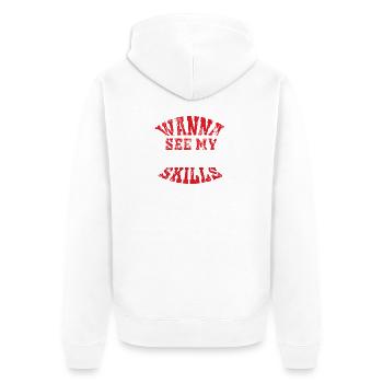 Wanna See My Air Guitar Skills Funny Rocker Design - Unisex Premium Bio Zip Hoodie - Weiß - Hinten - Thijin (182cm)