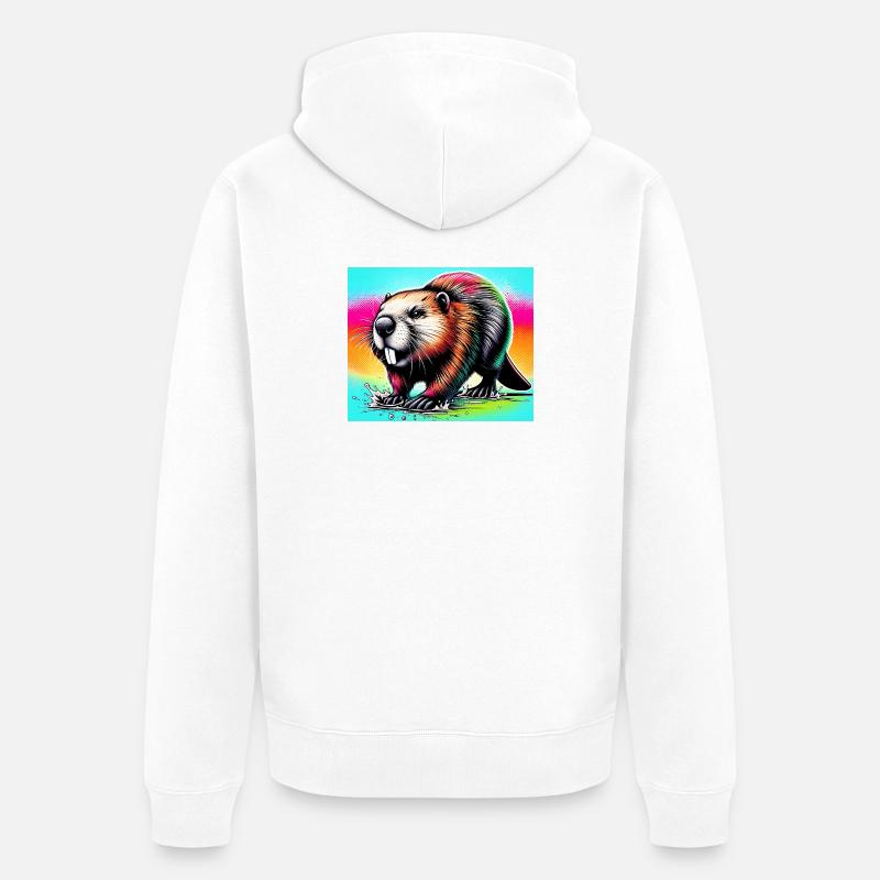 castor - Veste à capuche bio Premium Unisexe - blanc
