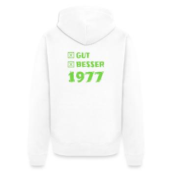 1977 - Unisex Premium Bio Zip Hoodie - Weiß - Hinten - Thijin (182cm)