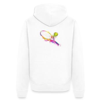 Tennis Racket Player Coach Court Lover - Unisex Premium Organic Zip Hoodie - white - Back - Thijin (182cm)