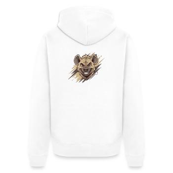 Cartoon hyena with naughty grin - Unisex Premium Organic Zip Hoodie - white - Back - Thijin (182cm)