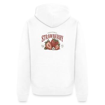 Vintage Erdbeer Label Druck - Unisex Premium Bio Zip Hoodie - Weiß - Hinten - Thijin (182cm)