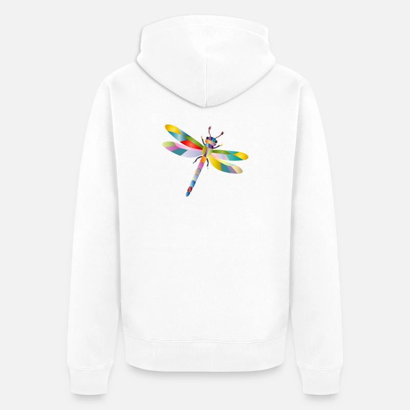 Bunte Libelle Regenbogen Stil - Unisex Premium Bio Zip Hoodie - Weiß