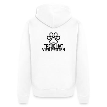 Treuepfote Vier Pfoten Motiv - Unisex Premium Bio Zip Hoodie - Weiß - Hinten - Thijin (182cm)