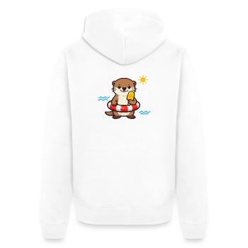 Sonnenotter mit Eis am Strand - Unisex Premium Organic Zip Hoodie - white - Back - Thijin (182cm)