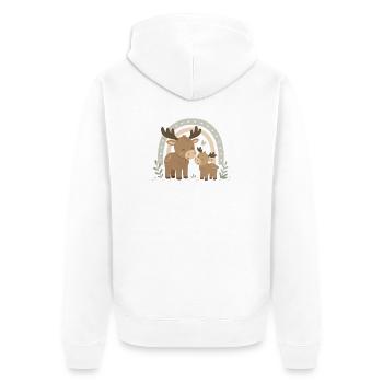 Moose Family Boho Rainbow – Moose & Calf - Unisex Premium Organic Zip Hoodie - white - Back - Thijin (182cm)