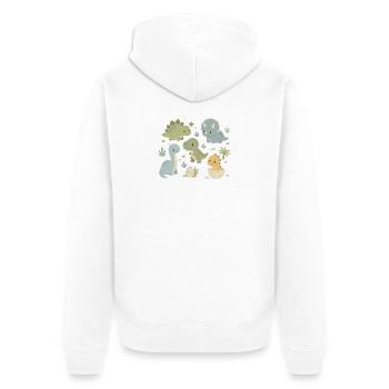 Niedliche Dinosaurier Kinder Design - Unisex Premium Bio Zip Hoodie - Weiß - Hinten - Thijin (182cm)