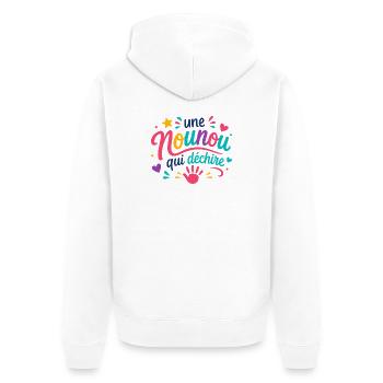 Une nounou qui déchire - Veste à capuche bio Premium Unisexe - blanc - Dos - Thijin (182cm)
