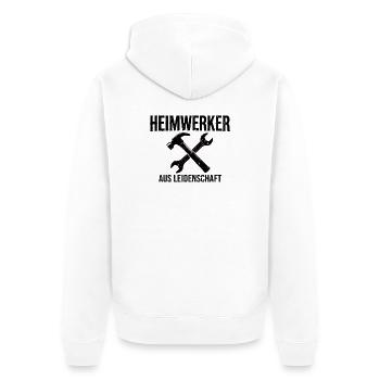 Heimwerker aus Leidenschaft - Geschenk  - Unisex Premium Bio Zip Hoodie - Weiß - Hinten - Thijin (182cm)