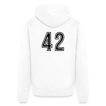 42 Number Symbol - Unisex Premium Organic Zip Hoodie - white - Back - Thijin (182cm)