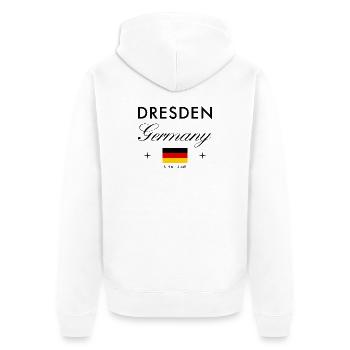 Dresden Deutschland Koordinaten Reise Souvenir - Unisex Premium Bio Zip Hoodie - Weiß - Hinten - Thijin (182cm)
