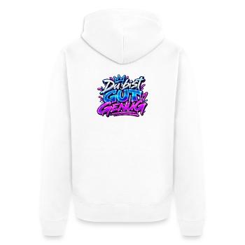 Du bist gut genug  - Unisex Premium Bio Zip Hoodie - Weiß - Hinten - Thijin (182cm)