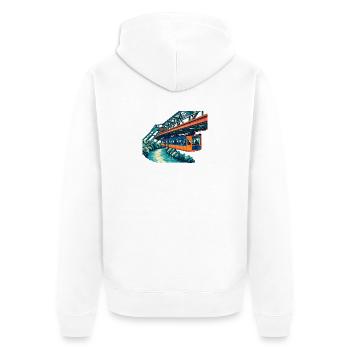 Wuppertaler Schwebebahn Retro - Unisex Premium Bio Zip Hoodie - Weiß - Hinten - Thijin (182cm)