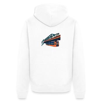 Wuppertaler Schwebebahn Risograph - Unisex Premium Bio Zip Hoodie - Weiß - Hinten - Thijin (182cm)