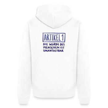 Artikel 1  - Unisex Premium Bio Zip Hoodie - Weiß - Hinten - Thijin (182cm)