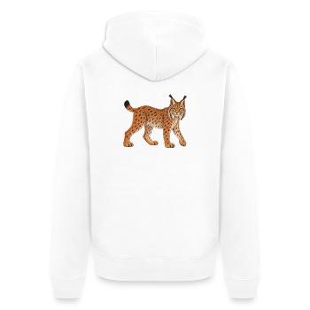 Luchs - Unisex Premium Bio Zip Hoodie - Weiß - Hinten - Thijin (182cm)