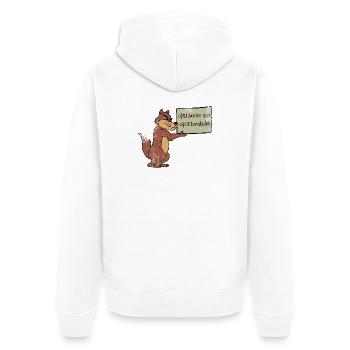 Hindernisse? Nutze die Chance! – Cartoon Wolf - Unisex Premium Bio Zip Hoodie - Weiß - Hinten - Thijin (182cm)