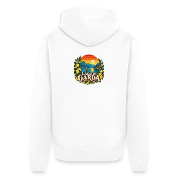 Lago di Garda Retro - Unisex Premium Bio Zip Hoodie - Weiß - Hinten - Thijin (182cm)