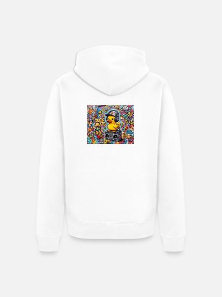 Duck Beats Graffiti DJ - Unisex Premium Bio Zip Hoodie - Weiß