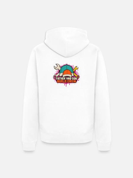 Vater und Sohn Bau Crew - Unisex Premium Bio Zip Hoodie - Weiß